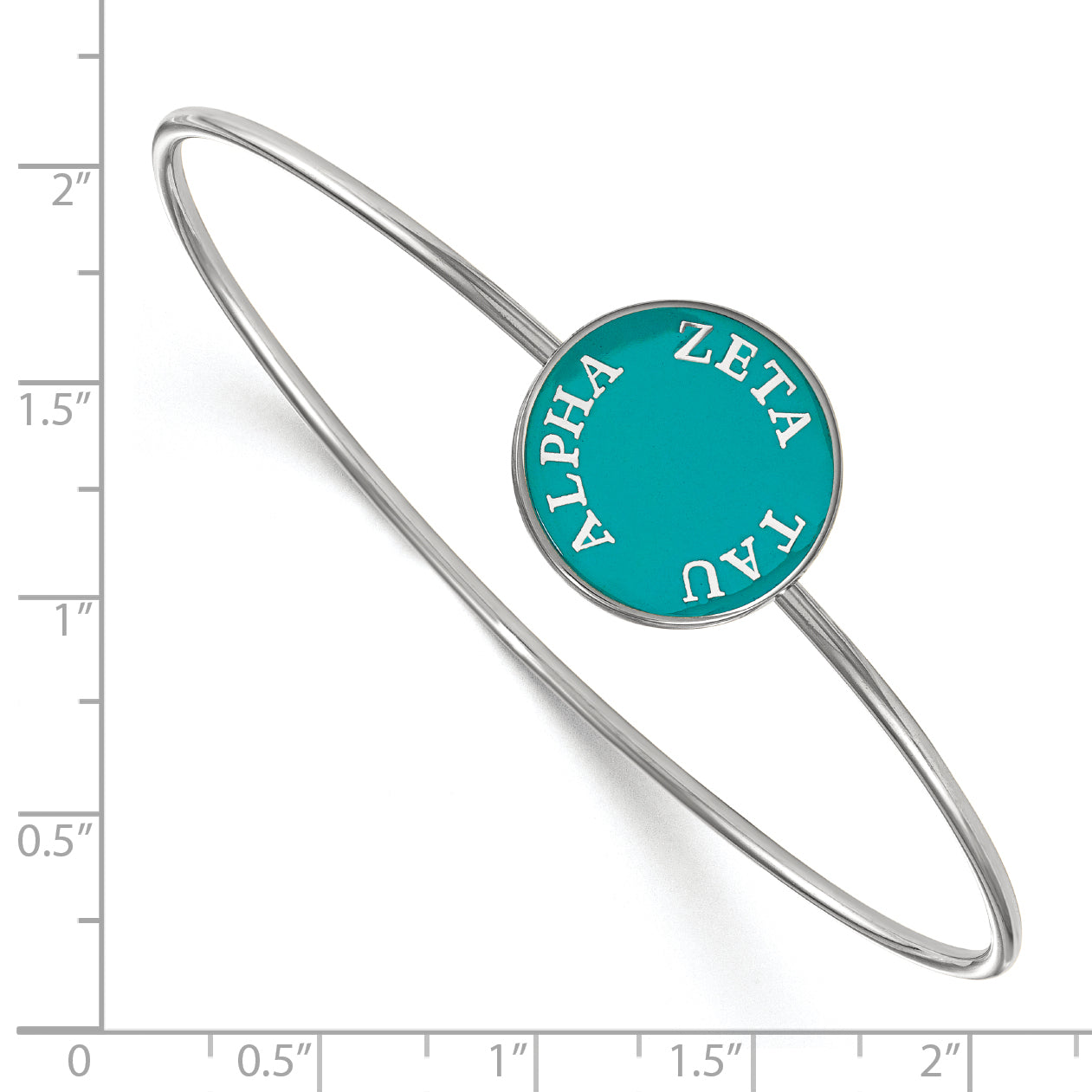 Sterling Silver Rh Plated Logoart Zeta Tau Alpha Enameled Slip On Bangle