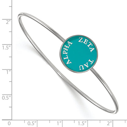 Sterling Silver Rh Plated Logoart Zeta Tau Alpha Enameled Slip On Bangle