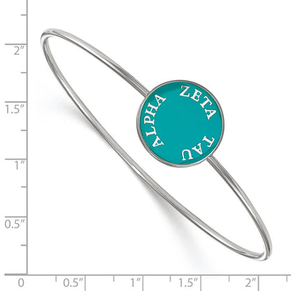 Sterling Silver Rh Plated Logoart Zeta Tau Alpha Enameled Slip On Bangle
