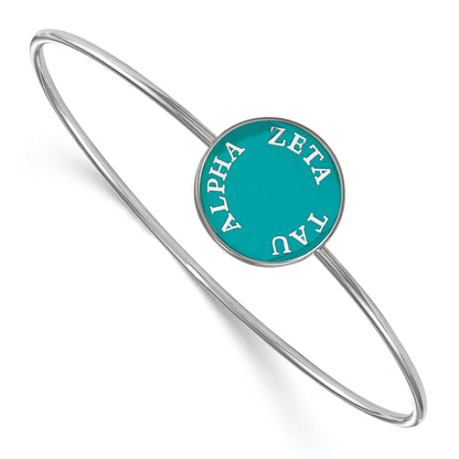 Sterling Silver Rh Plated Logoart Zeta Tau Alpha Enameled Slip On Bangle