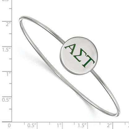 Sterling Silver Rh Plated Logoart Alpha Sigma Tau Enameled Slip On Bangle