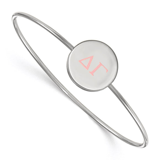 Sterling Silver Rh Plated Logoart Delta Gamma Enameled Slip On Bangle