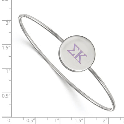Sterling Silver Rh Plated Logoart Sigma Kappa Enameled Slip On Bangle