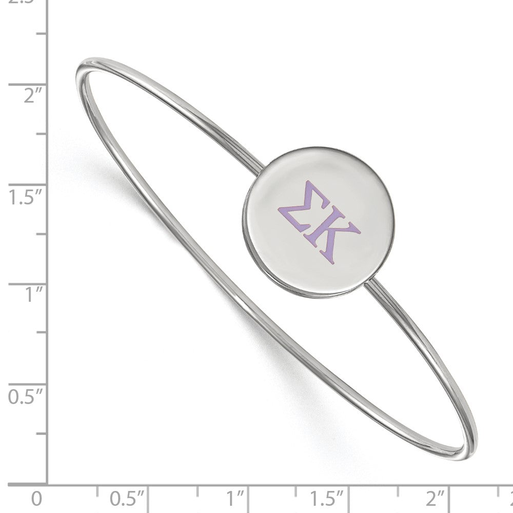 Sterling Silver Rh Plated Logoart Sigma Kappa Enameled Slip On Bangle