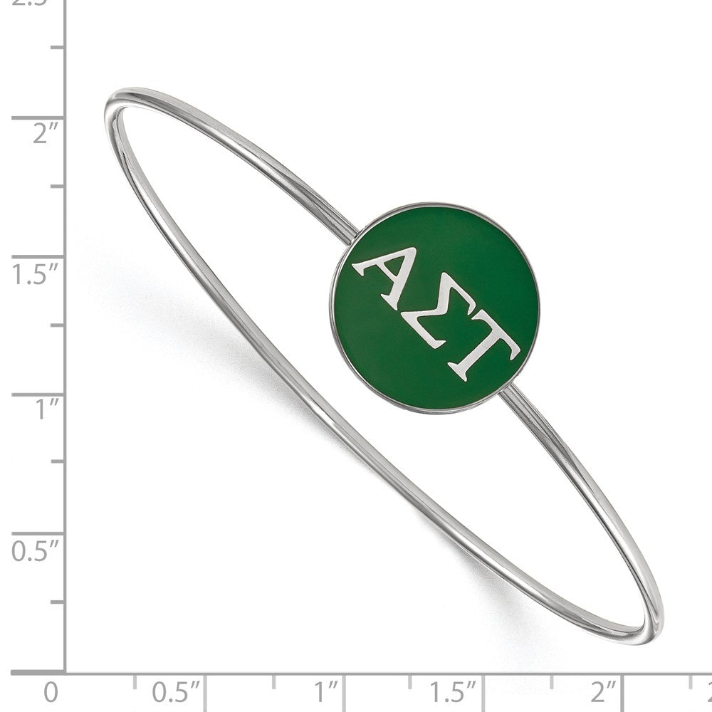 Sterling Silver Rh Plated Logoart Alpha Sigma Tau Enameled Slip On Bangle
