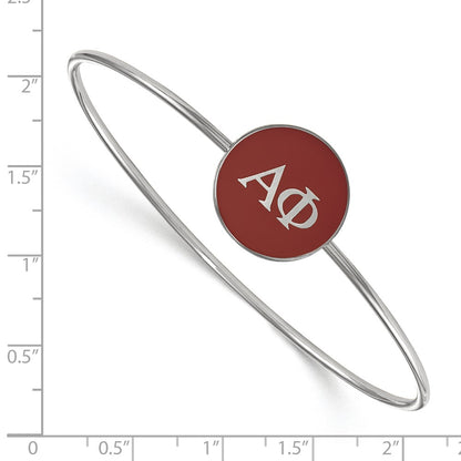 Sterling Silver Rh Plated Logoart Alpha Phi Enameled Slip On Bangle