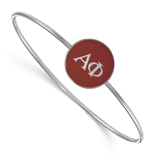 Sterling Silver Rh Plated Logoart Alpha Phi Enameled Slip On Bangle