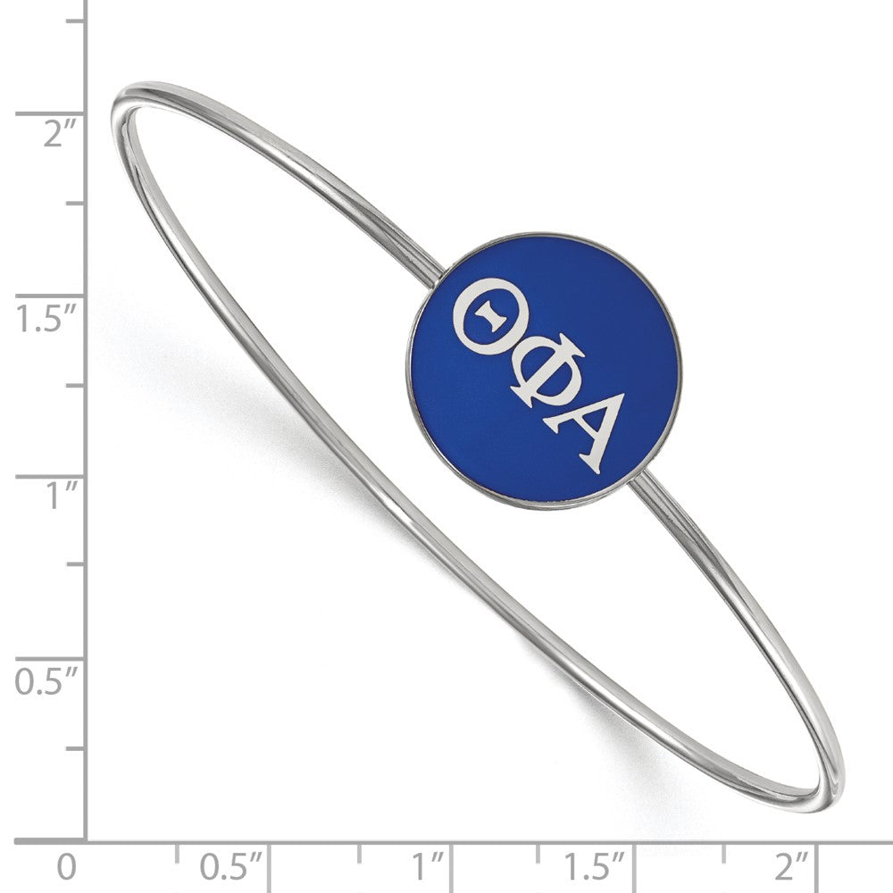 Sterling Silver Rh Plated Logoart Theta Phi Alpha Enameled Slip On Bangle