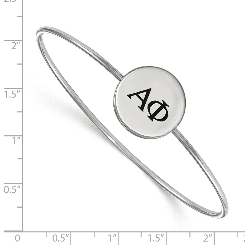 Sterling Silver Rh Plated Logoart Alpha Phi Enameled Slip On Bangle