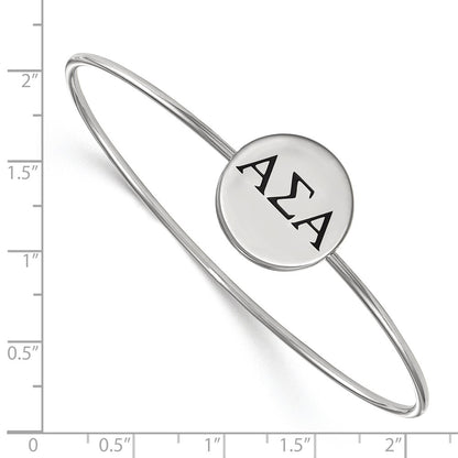 Sterling Silver S. Rh Plated Logoart Alpha Sigma Enameled Slip On Bangle
