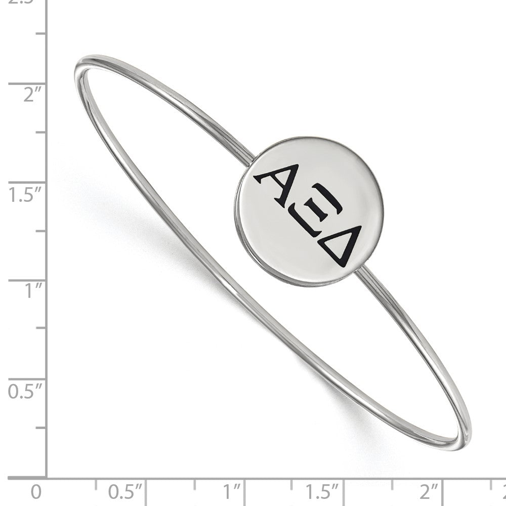 Sterling Silver Rh Plated Logoart Alpha Xi Delta Enameled Slip On Bangle