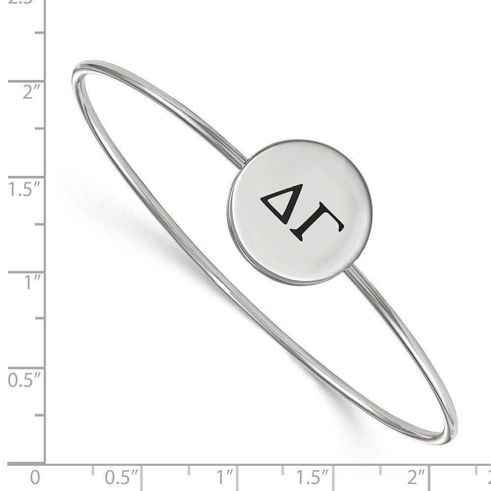 Sterling Silver Rh Plated Logoart Delta Gamma Enameled Slip On Bangle
