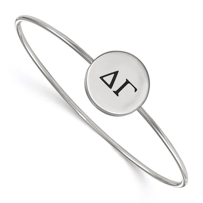 Sterling Silver Rh Plated Logoart Delta Gamma Enameled Slip On Bangle