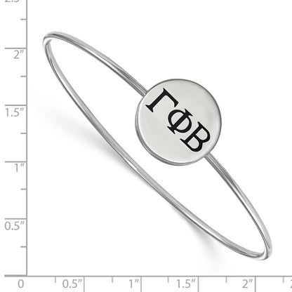 Sterling Silver Rh Plated Logoart Gamma Phi Beta Enameled Slip On Bangle