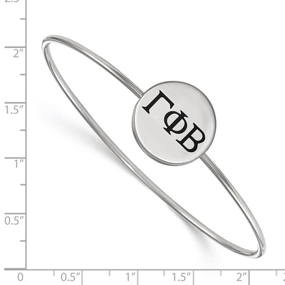 Sterling Silver Rh Plated Logoart Gamma Phi Beta Enameled Slip On Bangle