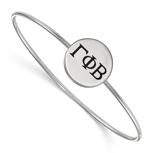 Sterling Silver Rh Plated Logoart Gamma Phi Beta Enameled Slip On Bangle