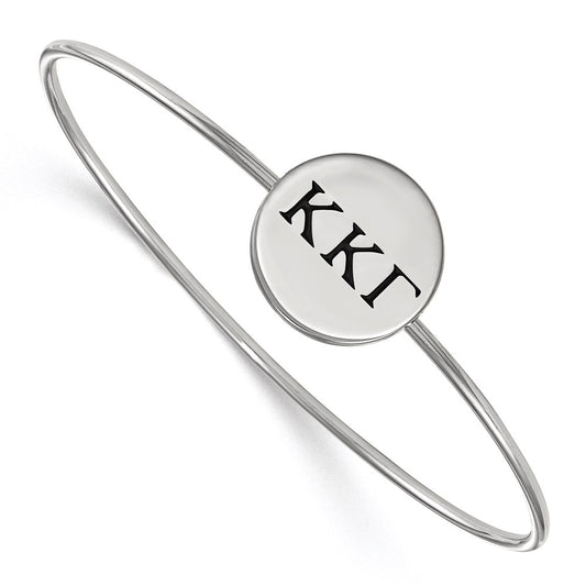 Sterling Silver S. Rh Plated Logoart Kappa Gamma Enameled Slip On Bangle
