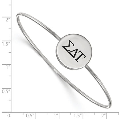 Sterling Silver Rh Plated Logoart Sigma Delta Tau Enameled Slip On Bangle