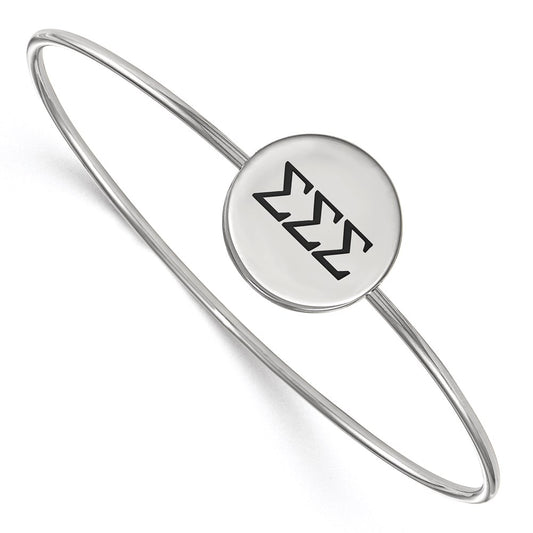 Sterling Silver S. Rh Plated Logoart Sigma Enameled Slip On Bangle