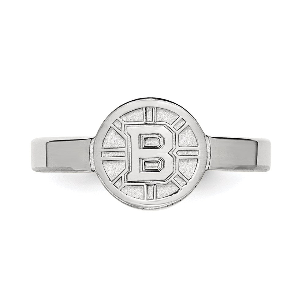 Sterling Silver Rhodium Plated Nhl Logoart Boston Bruins Toe Ring