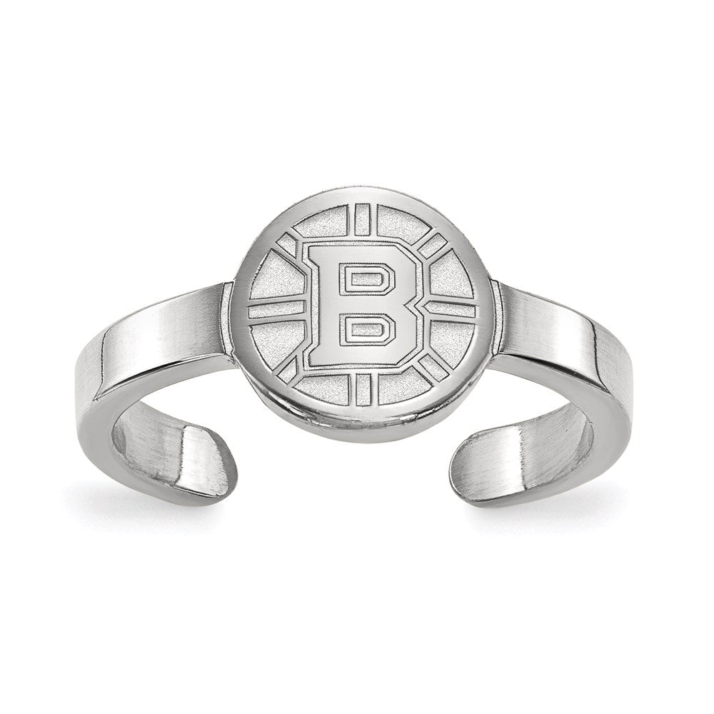 Sterling Silver Rhodium Plated Nhl Logoart Boston Bruins Toe Ring