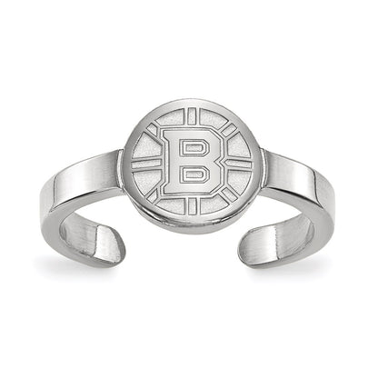 Sterling Silver Rhodium Plated Nhl Logoart Boston Bruins Toe Ring