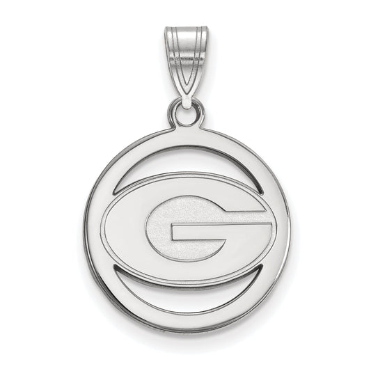 Sterling Silver Rhodium Plated Logoart University Of Georgia Letter G Small Circle Pendant