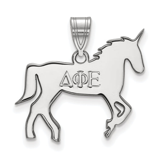 Sterling Silver Rhodium Plated Logoart Delta Phi Epsilon Sorority Symbol Medium Pendant