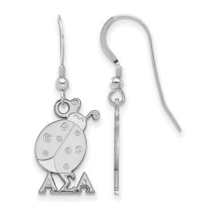 Sterling Silver Rhodium Plated Logoart Alpha Sigma Sorority Symbol Small Dangle Wire Earrings