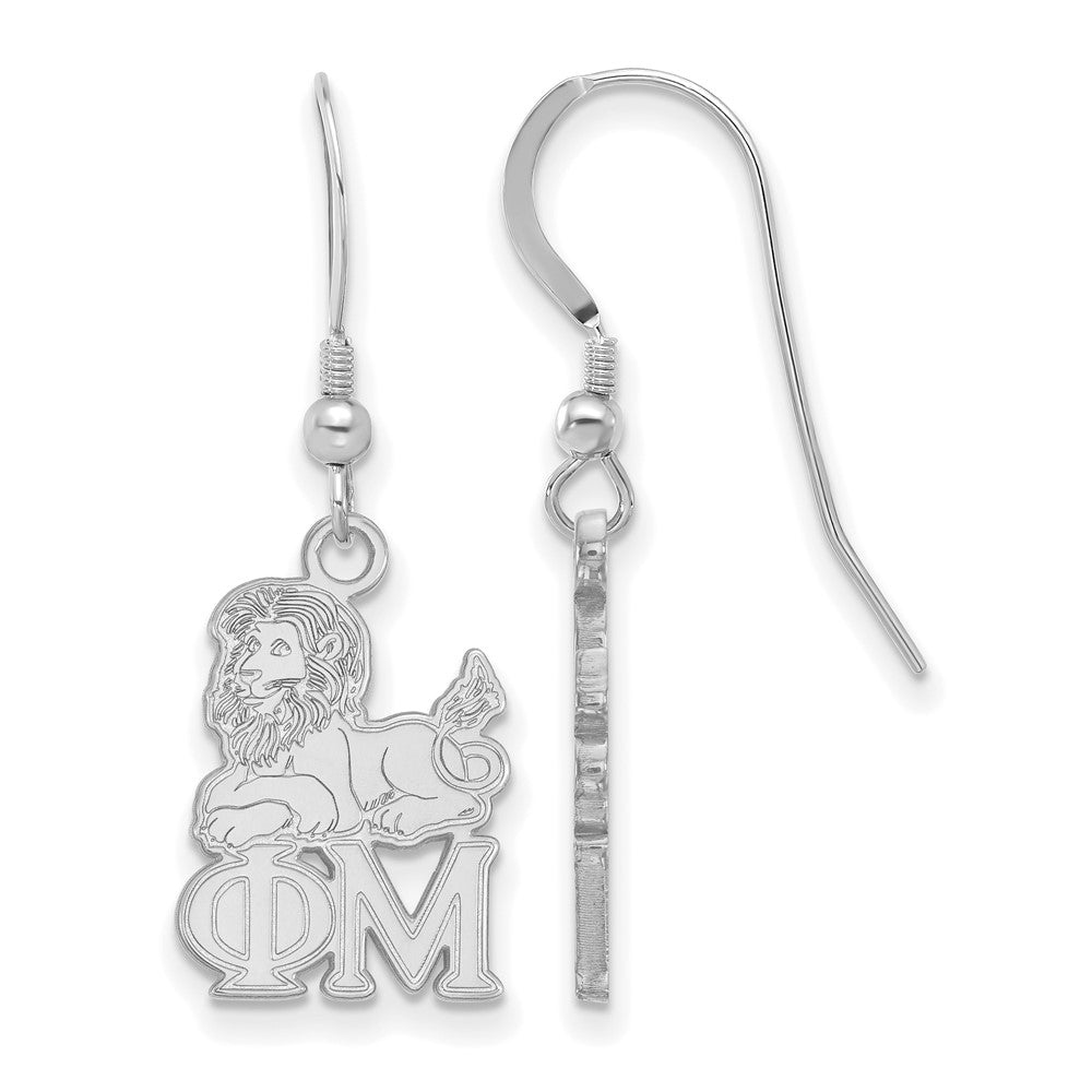 Sterling Silver Rhodium Plated Logoart Phi Mu Sorority Symbol Small Dangle Wire Earrings