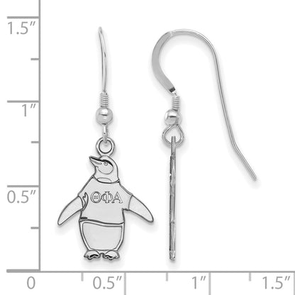 Sterling Silver Rhodium Plated Logoart Theta Phi Alpha Sorority Symbol Small Dangle Wire Earrings