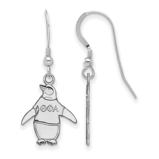 Sterling Silver Rhodium Plated Logoart Theta Phi Alpha Sorority Symbol Small Dangle Wire Earrings