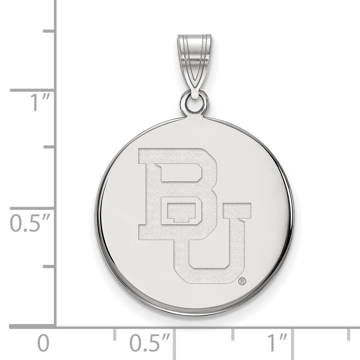 Sterling Silver Rhodium Plated Logoart Baylor University Bears Large Disc Pendant