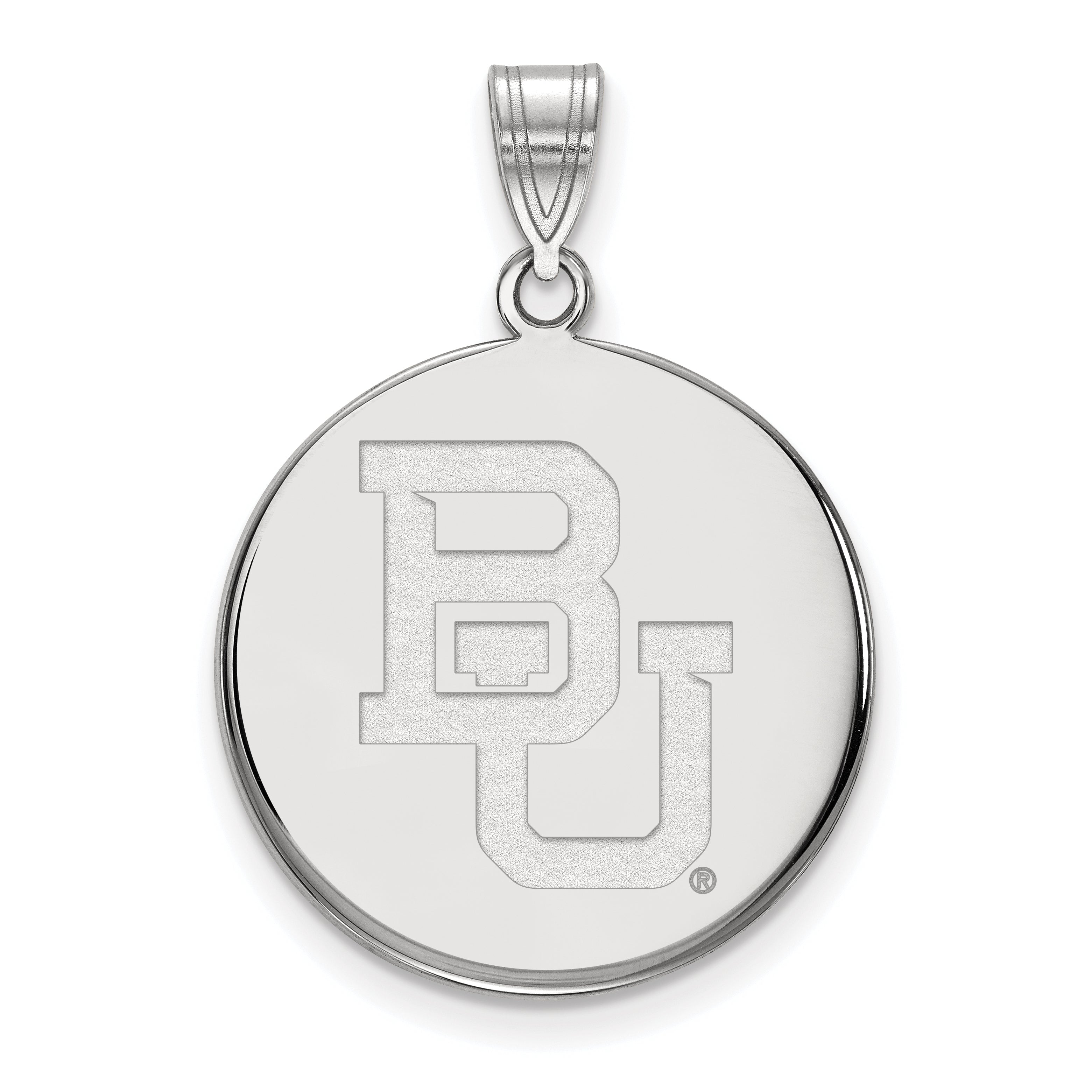 Sterling Silver Rhodium Plated Logoart Baylor University Bears Large Disc Pendant
