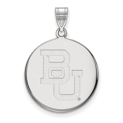 Sterling Silver Rhodium Plated Logoart Baylor University Bears Large Disc Pendant