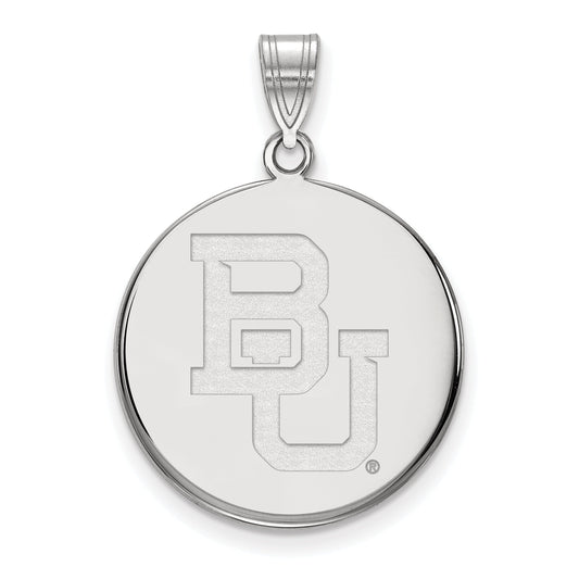 Sterling Silver Rhodium Plated Logoart Baylor University Bears Large Disc Pendant