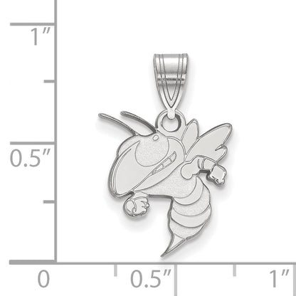 10K White Gold Logoart Georgia Institute Of Technology Yellow Jacket Medium Pendant