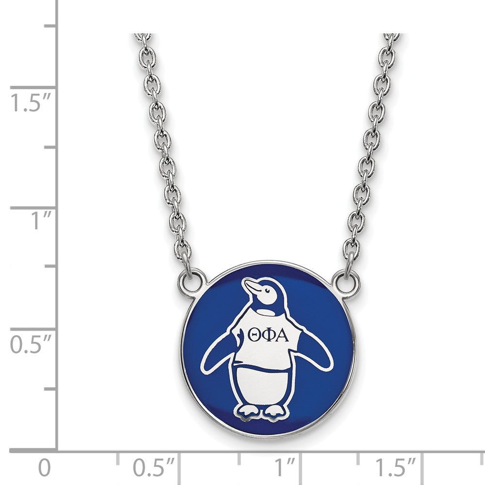 Sterling Silver Rhodium Plated Logoart Theta Phi Alpha Sorority Symbol Large Color Enamel Pendant 18 Inch Necklace