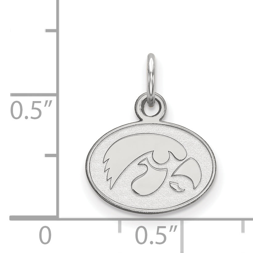 Sterling Silver Rhodium Plated Logoart University Of Iowa Hawk Extra Small Oval Pendant