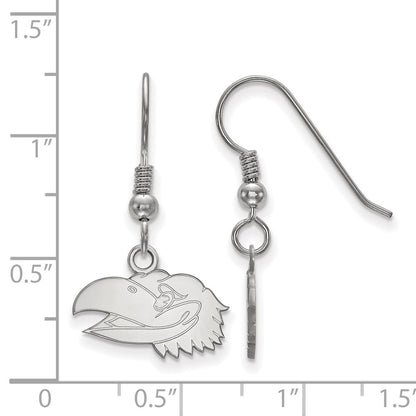 Sterling Silver Rhodium Plated Logoart University Of Kansas Jayhawk Extra Small Dangle Wire Earrings