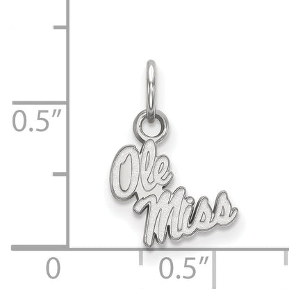 Sterling Silver Rhodium Plated Logoart University Of Mississippi Ole Miss Extra Small Pendant