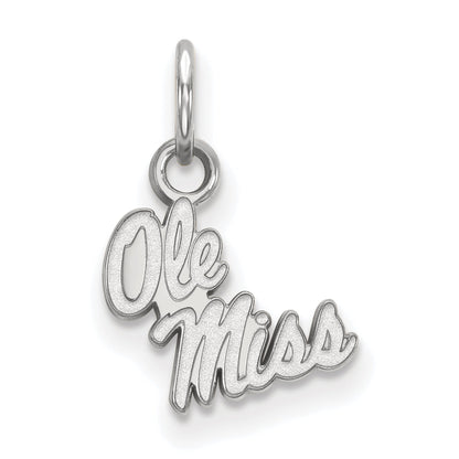 Sterling Silver Rhodium Plated Logoart University Of Mississippi Ole Miss Extra Small Pendant