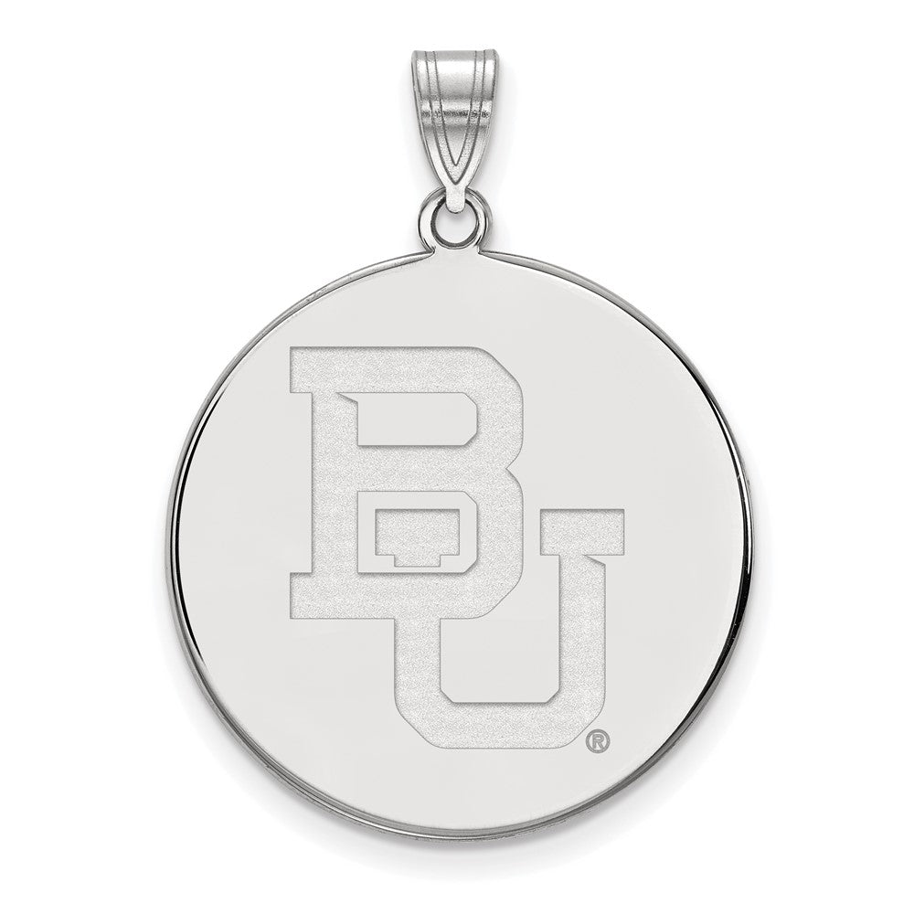 Sterling Silver Rhodium Plated Logoart Baylor University Bears Extra Large Disc Pendant