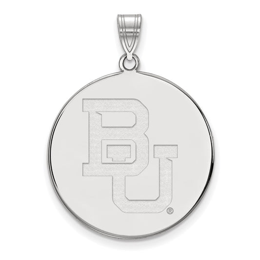 Sterling Silver Rhodium Plated Logoart Baylor University Bears Extra Large Disc Pendant