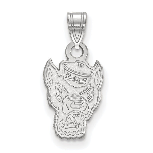Sterling Silver Rhodium Plated Logoart North Carolina State University Wolf Small Pendant