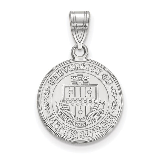 Sterling Silver Rhodium Plated Logoart University Of Pittsburgh Medium Crest Pendant