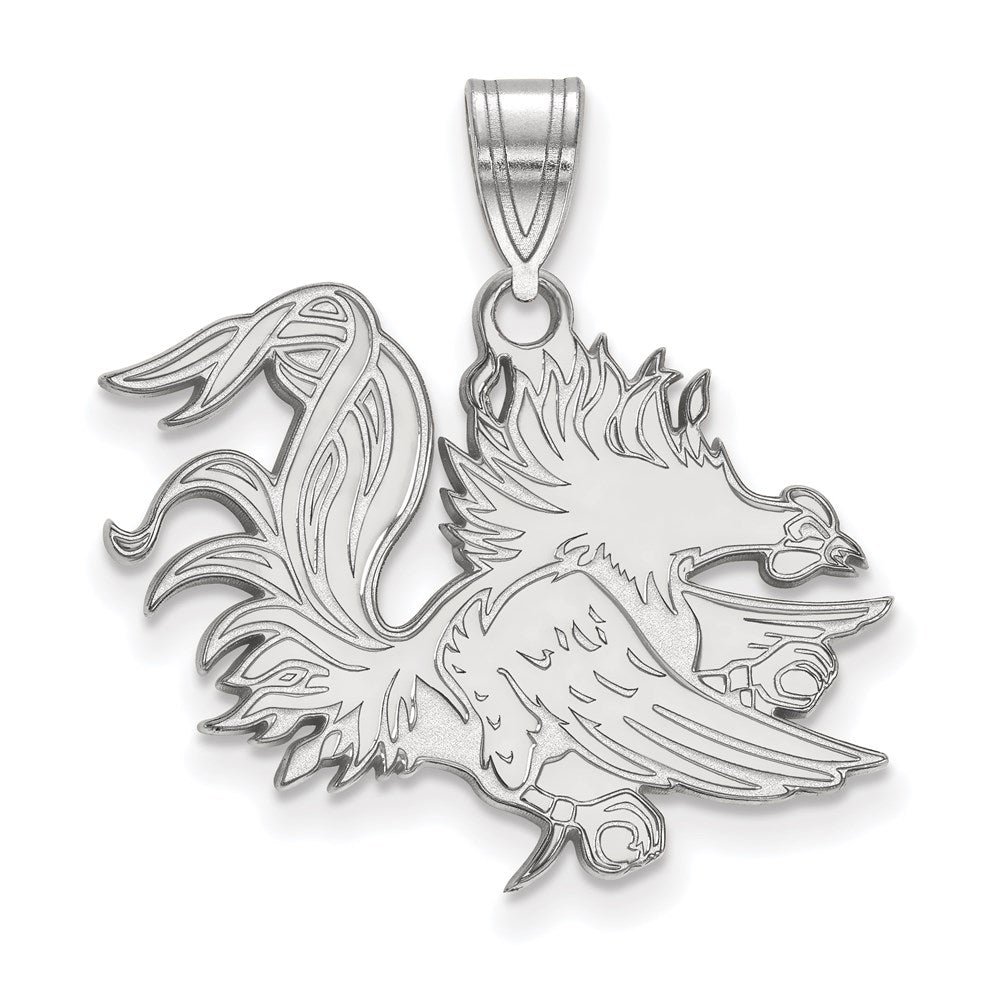 Sterling Silver Rhodium Plated Logoart University Of South Carolina Gamecock Large Pendant