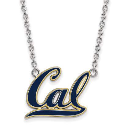 Sterling Silver Rhodium Plated Logoart University Of California Berkeley Large Enameled Pendant 18 Inch Necklace