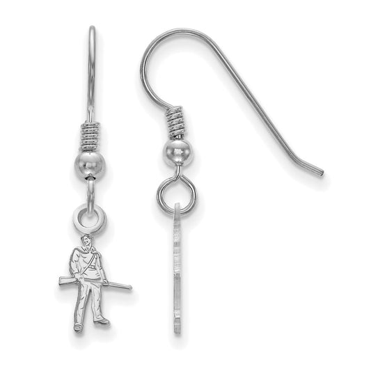 Sterling Silver Rhodium Plated Logoart West Virginia University Mountaineer Extra Small Dangle Wire Earrings