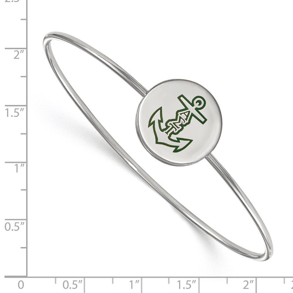 Sterling Silver Rh Plated Logoart Alpha Sigma Tau Enameled Slip On Bangle